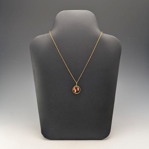 ヴィンテージ ロールドゴールド&ピンクコーラル ペンダント ネックレス